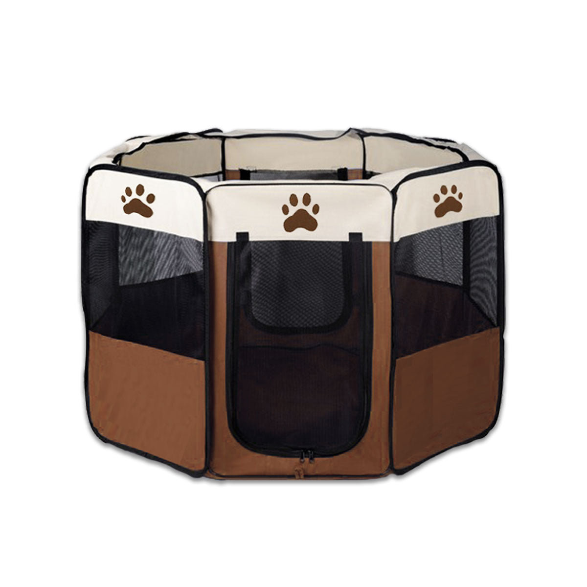 8 Panel Pet Dog Cat Crate Play Pen Bags Kennel Portable Tent Playpen Puppy Cage Extra Large Brown Pet Care > Dog Supplies > Dog Playpens & Gates Woofy and Whiskers