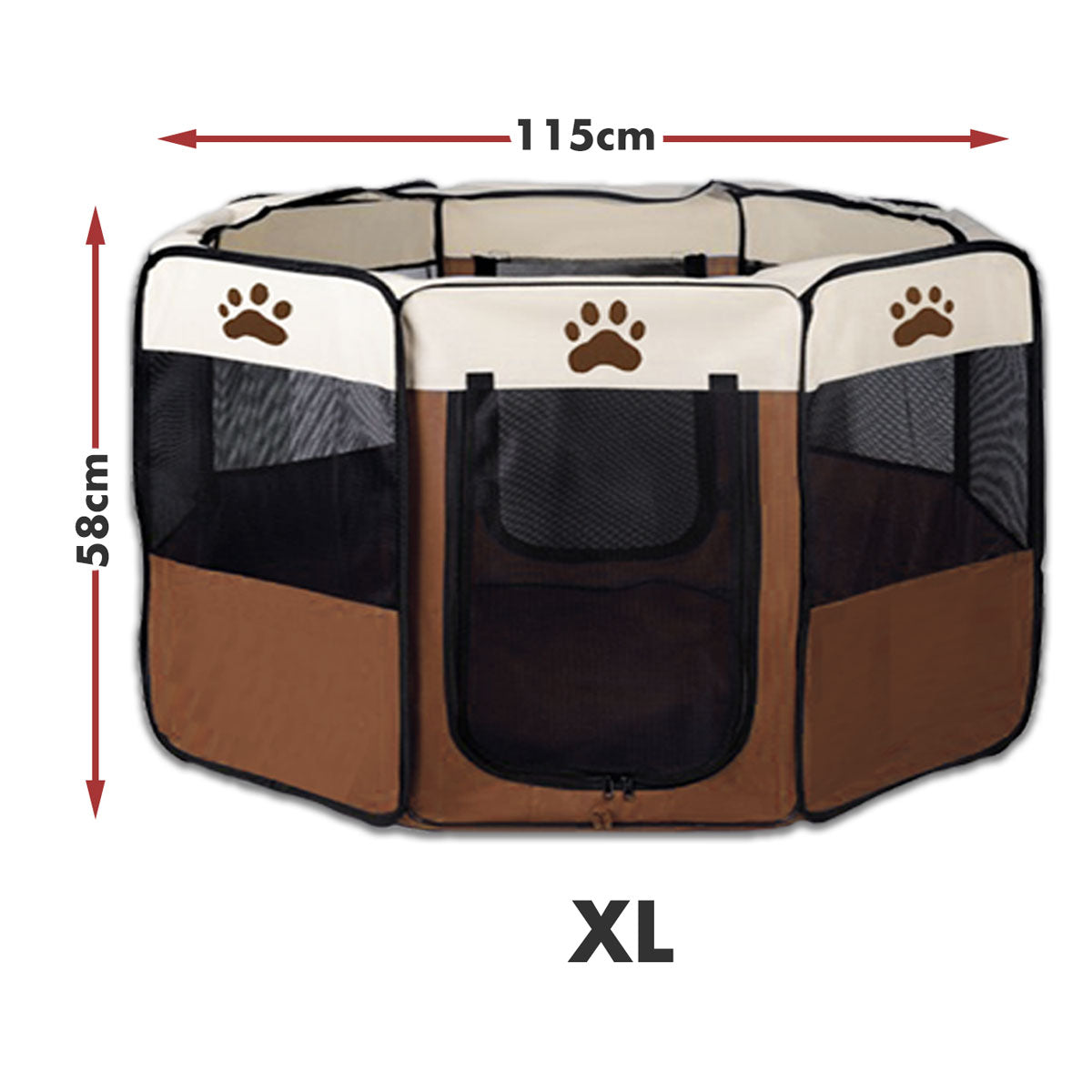 8 Panel Pet Dog Cat Crate Play Pen Bags Kennel Portable Tent Playpen Puppy Cage Extra Large Brown Pet Care > Dog Supplies > Dog Playpens & Gates Woofy and Whiskers