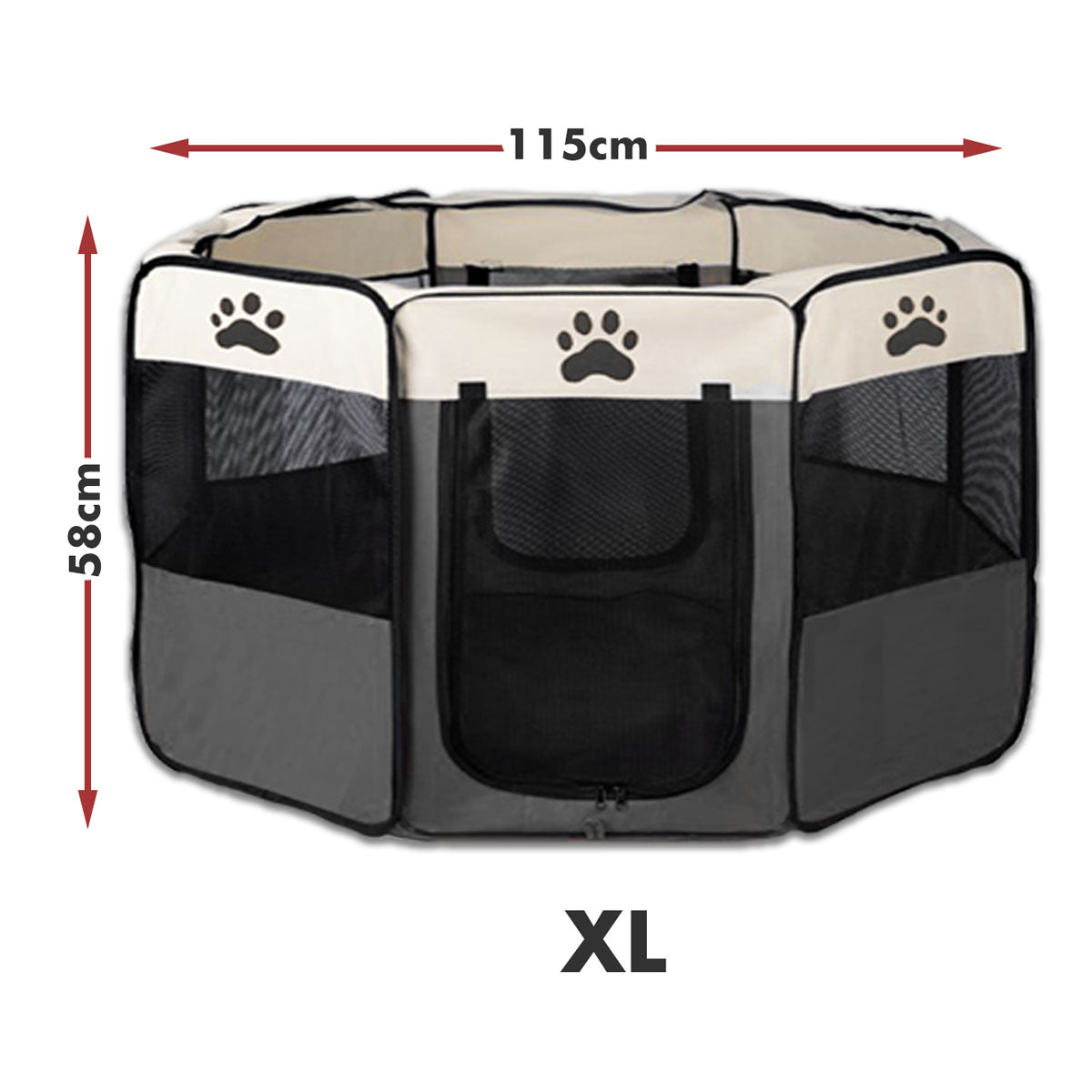 8 Panel Pet Dog Cat Crate Play Pen Bags Kennel Portable Tent Playpen Puppy Cage Extra Large Grey Pet Care > Dog Supplies > Dog Playpens & Gates Woofy and Whiskers