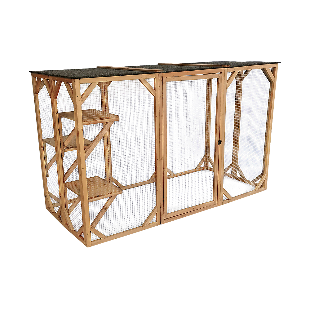 180cm Large Cat Enclosure Wooden Outdoor Cage with 3 Platforms Pet Care > Cleaning & Maintenance > Pet Grooming Supplies YES4PETS