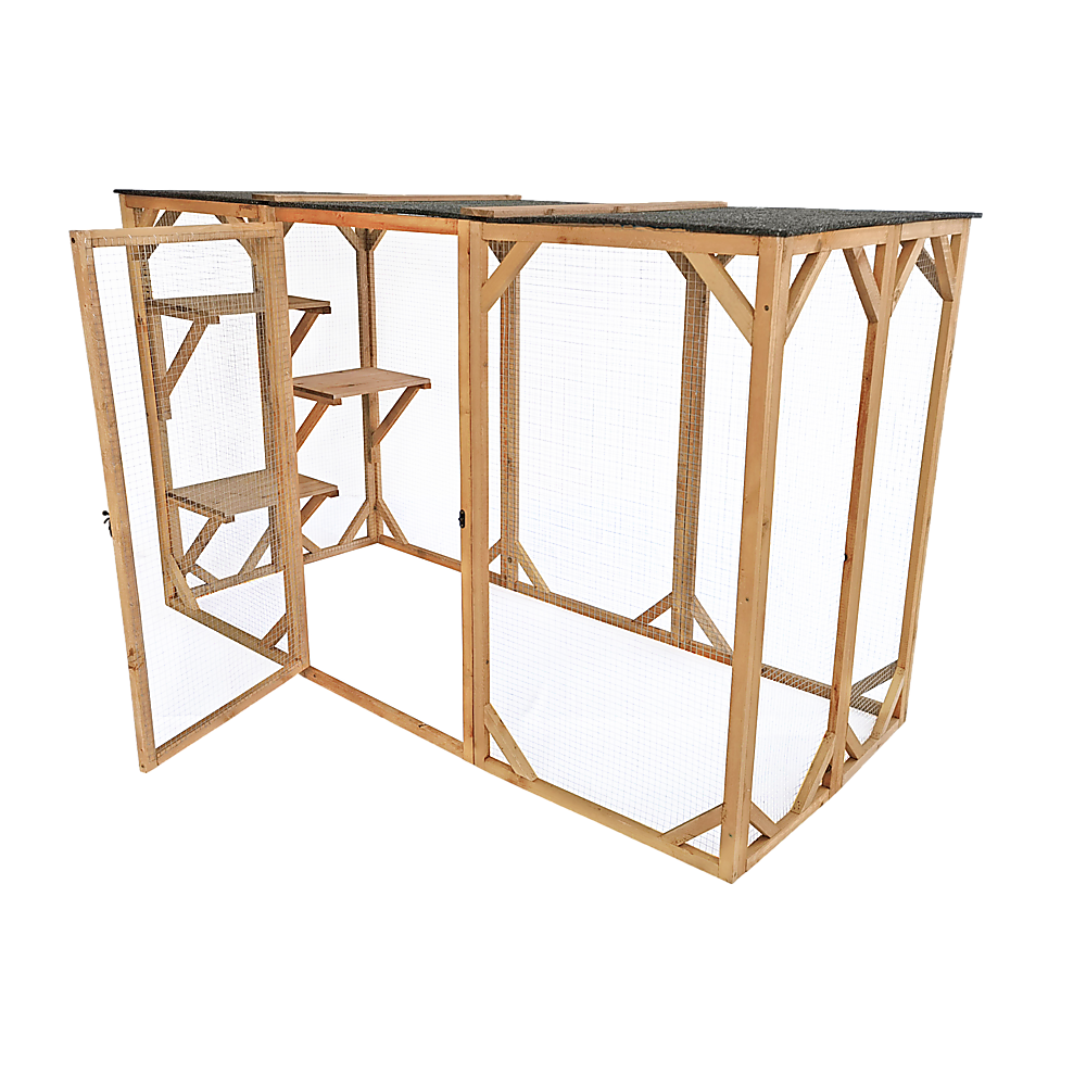 180cm Large Cat Enclosure Wooden Outdoor Cage with 3 Platforms Pet Care > Cleaning & Maintenance > Pet Grooming Supplies YES4PETS
