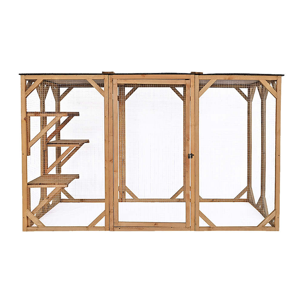 180cm Large Cat Enclosure Wooden Outdoor Cage with 3 Platforms Pet Care > Cleaning & Maintenance > Pet Grooming Supplies YES4PETS