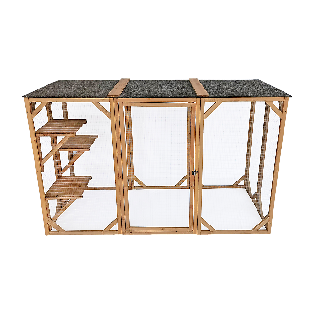 180cm Large Cat Enclosure Wooden Outdoor Cage with 3 Platforms Pet Care > Cleaning & Maintenance > Pet Grooming Supplies YES4PETS