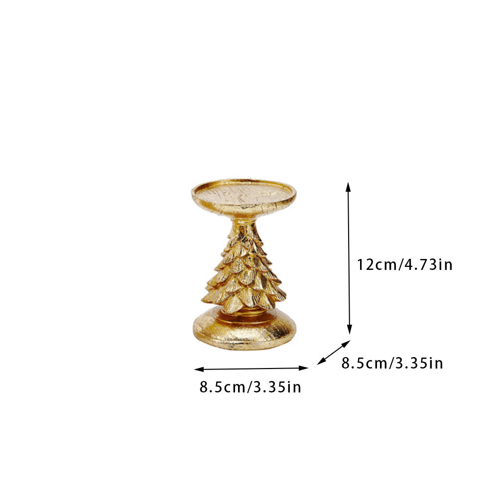 Gold Christmas Tree Candle Holder - Elegant Resin Pillar Stand, 12cm Festive Decoration Occasions > Christmas > Christmas Decorations Woofy and Whiskers