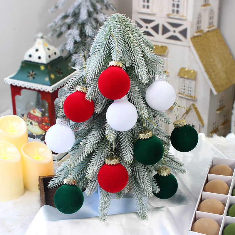 12-Piece Velvet Christmas Ornament Set - Classic Wine Red, Red, and Yellow Baubles for Holiday Tree Decoration (6cm) Occasions > Christmas > Christmas Decorations Woofy and Whiskers