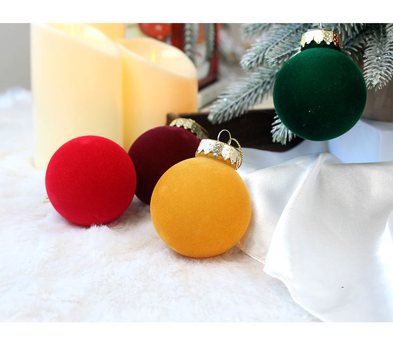12-Piece Velvet Christmas Ornament Set - Classic Wine Red, Red, and Yellow Baubles for Holiday Tree Decoration (6cm) Occasions > Christmas > Christmas Decorations Woofy and Whiskers