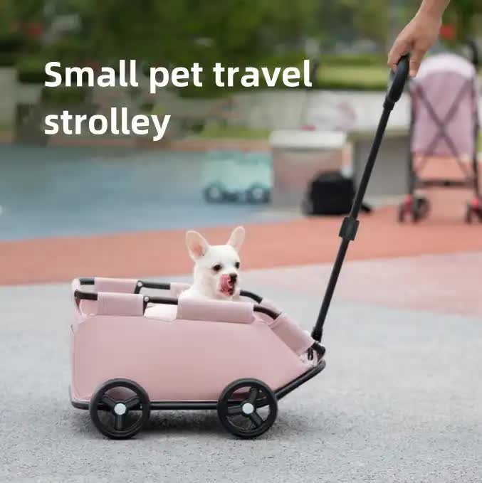 Red Lattice Compact Foldable Pet Stroller for Dogs and Cats - Lightweight Travel Pushchair for Small Pets, Teddy Dogs, and Cats - Portable and Collapsible Pet Buggy for Outdoor Adventures Tools > Tools Storage > Utility Trolleys Woofy and Whiskers