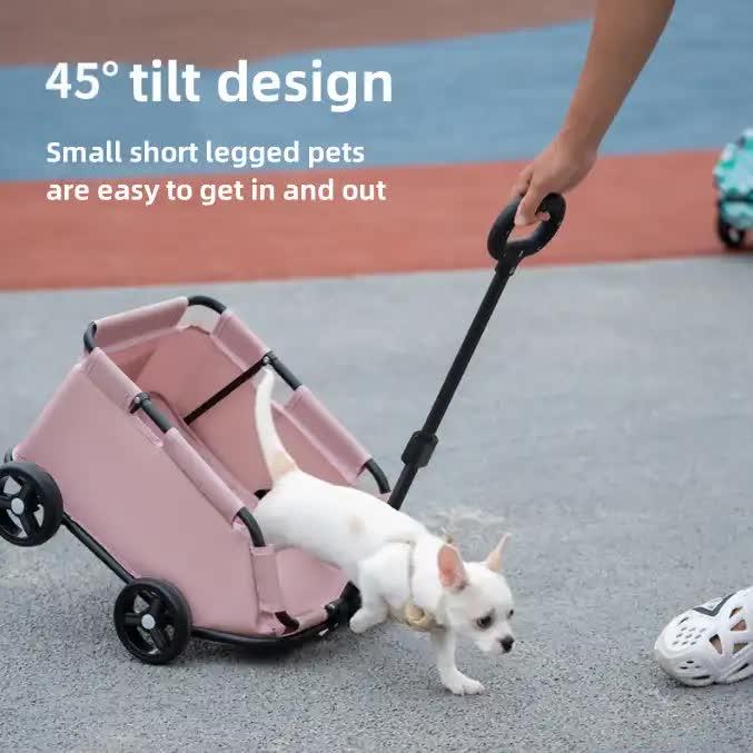 Red Lattice Compact Foldable Pet Stroller for Dogs and Cats - Lightweight Travel Pushchair for Small Pets, Teddy Dogs, and Cats - Portable and Collapsible Pet Buggy for Outdoor Adventures Tools > Tools Storage > Utility Trolleys Woofy and Whiskers