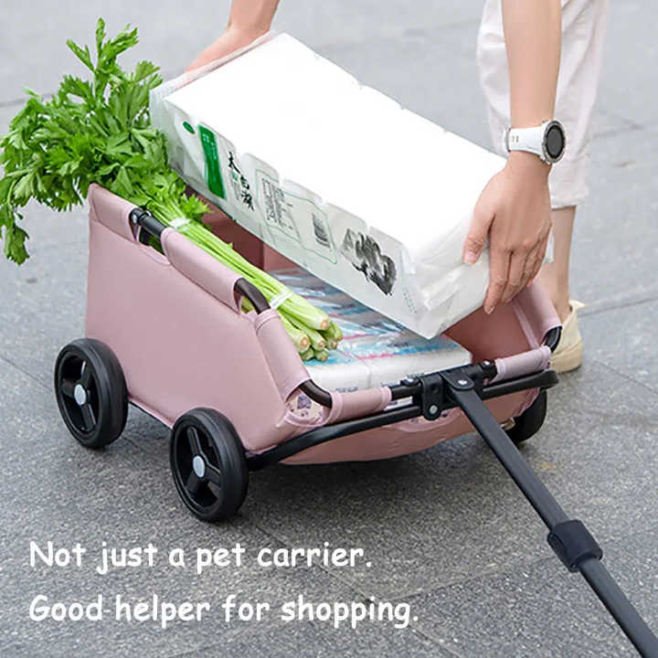 Green Lattice Compact Foldable Pet Stroller for Dogs and Cats - Lightweight Travel Pushchair for Small Pets, Teddy Dogs, and Cats - Portable and Collapsible Pet Buggy for Outdoor Adventures Tools > Tools Storage > Utility Trolleys Woofy and Whiskers