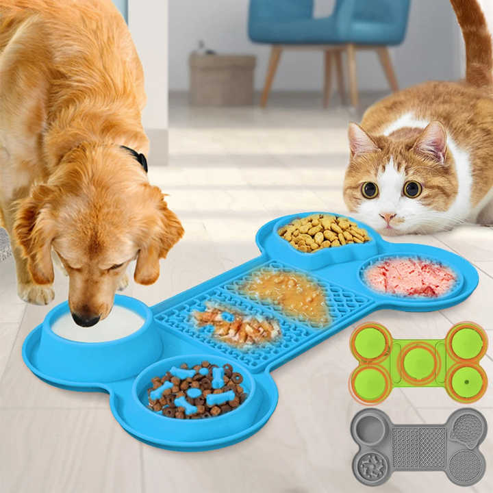 Light Blue Silicone Pet Licking Mat Slow Feeder Pad with Strong Suction and Foldable Design, Heat Resistant -40°C to 240°C, for Dogs and Cats Pet Care > Dog Supplies > Dog Bowls, Feeders & Waterers Woofy and Whiskers