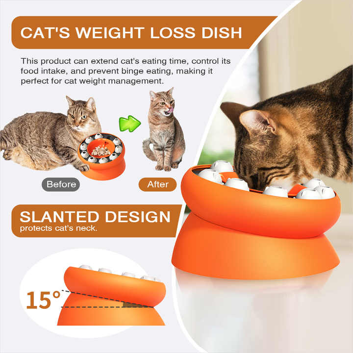 Pink Interactive Slow Feeder Cat Bowl - 15° Tilt Design, Puzzle Feeder for Healthy Eating Pet Care > Cat Supplies > Cat Bowls, Feeders & Waterers Woofy and Whiskers