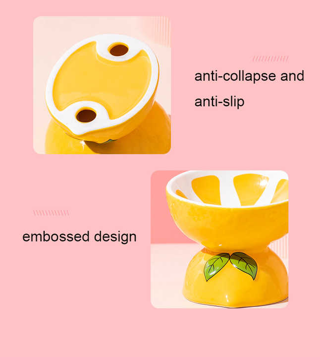 Ceramic Elevated Pet Food Bowl - Cute Pitaya Pattern Design for Cats and Small Dogs Pet Care > Cat Supplies > Cat Bowls, Feeders & Waterers Essential Dog
