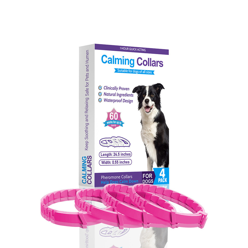 Pink Calming Collars for Dogs - Natural Stress Relief, Adjustable, 4 Pack Pet Care > Dog Supplies > Dog Collars, Leads & Harnesses Woofy and Whiskers