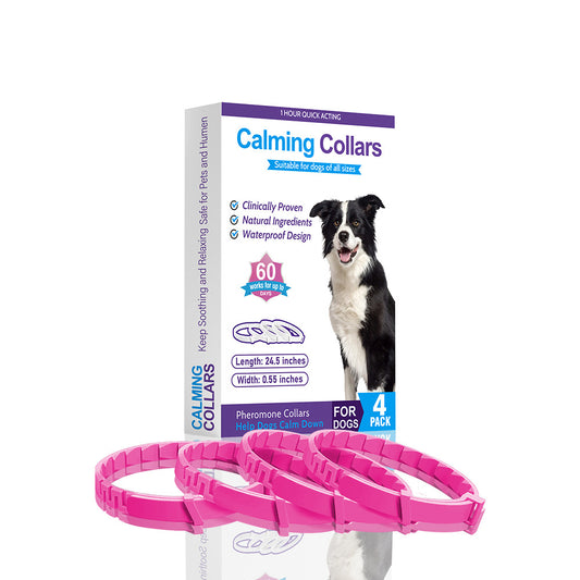 Pink Calming Collars for Dogs - Natural Stress Relief, Adjustable, 4 Pack Pet Care > Dog Supplies > Dog Collars, Leads & Harnesses Woofy and Whiskers