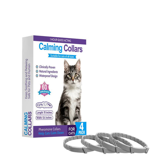 Gray Calming Collars for Cats - Natural Anxiety Relief, Adjustable, 4 Pack Pet Care > Cleaning & Maintenance > Pet Medical Collars Woofy and Whiskers