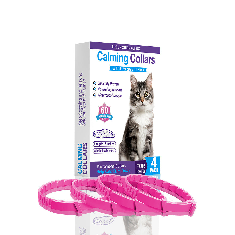 Pink Calming Collars for Cats - Natural Anxiety Relief, Adjustable, 4 Pack Pet Care > Cleaning & Maintenance > Pet Medical Collars Woofy and Whiskers