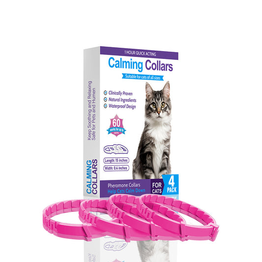 Pink Calming Collars for Cats - Natural Anxiety Relief, Adjustable, 4 Pack Pet Care > Cleaning & Maintenance > Pet Medical Collars Woofy and Whiskers