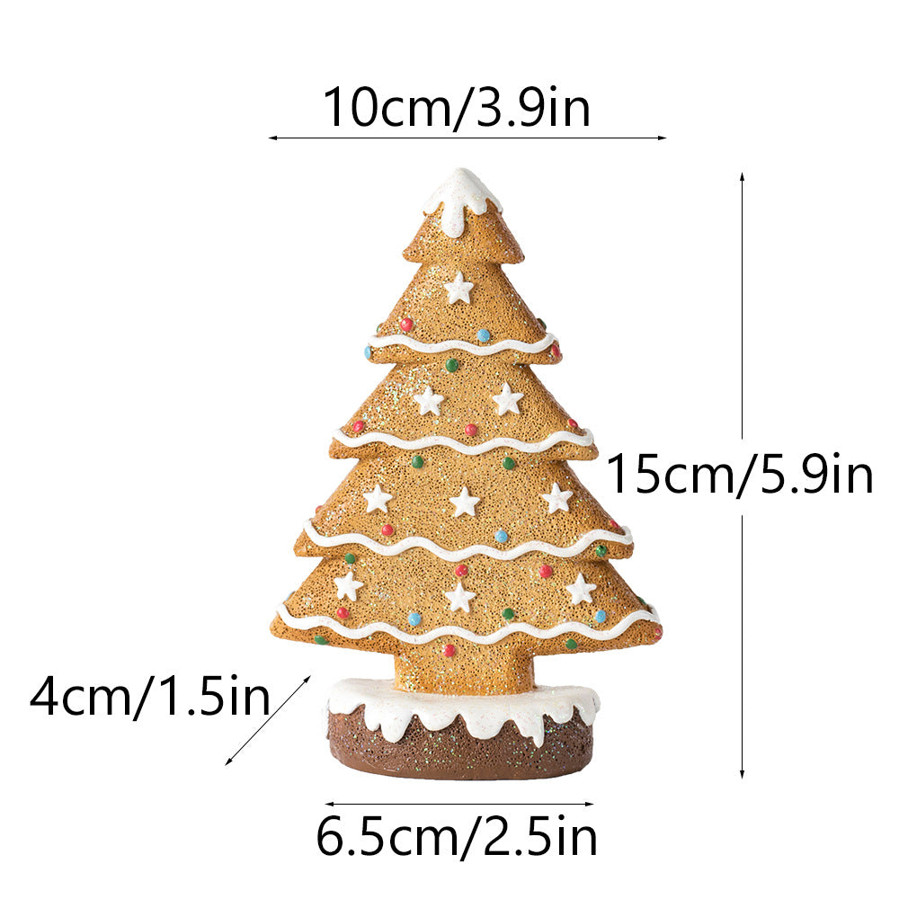 Yellow Charming Gingerbread Christmas Tree Figurine - Festive Resin Holiday Table Decor Ornament Occasions > Christmas > Christmas Decorations Woofy and Whiskers