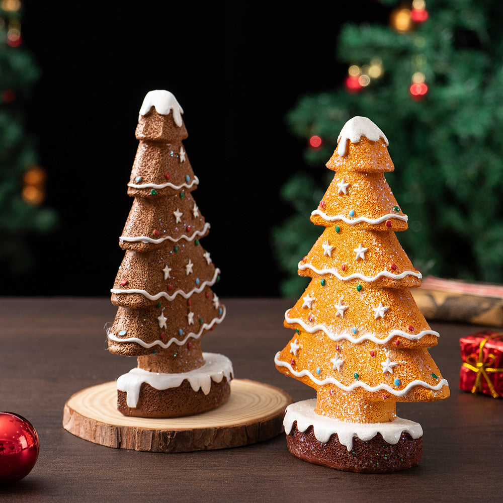 Yellow Charming Gingerbread Christmas Tree Figurine - Festive Resin Holiday Table Decor Ornament Occasions > Christmas > Christmas Decorations Woofy and Whiskers