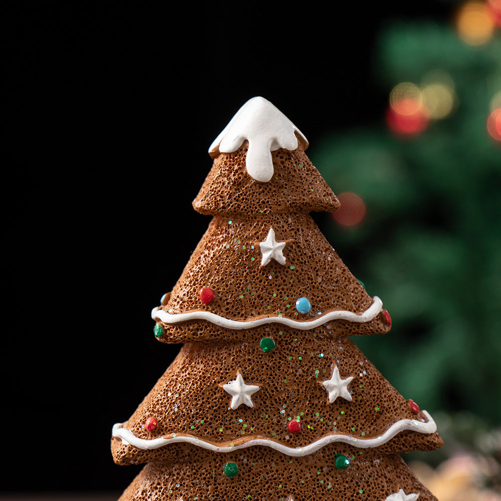 Yellow Charming Gingerbread Christmas Tree Figurine - Festive Resin Holiday Table Decor Ornament Occasions > Christmas > Christmas Decorations Woofy and Whiskers