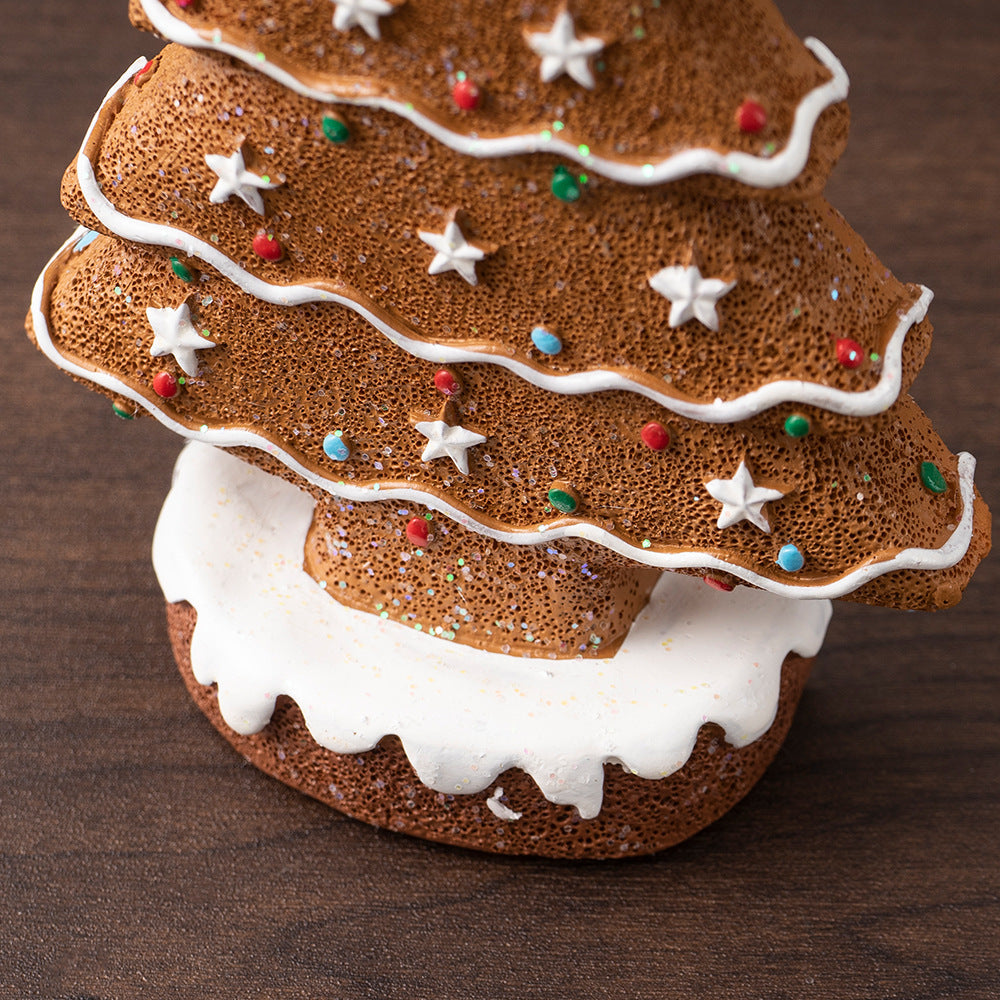 Yellow Charming Gingerbread Christmas Tree Figurine - Festive Resin Holiday Table Decor Ornament Occasions > Christmas > Christmas Decorations Woofy and Whiskers
