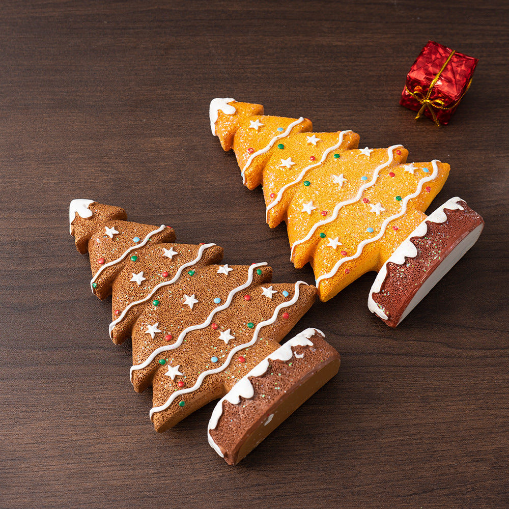 2 Pcs (1 Yellow + 1 Brown) Charming Gingerbread Christmas Tree Figurine - Festive Resin Holiday Table Decor Ornament Occasions > Christmas > Christmas Decorations Woofy and Whiskers