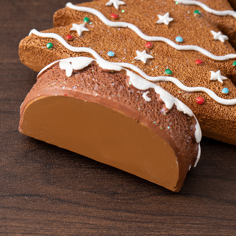 2 Pcs (1 Yellow + 1 Brown) Charming Gingerbread Christmas Tree Figurine - Festive Resin Holiday Table Decor Ornament Occasions > Christmas > Christmas Decorations Woofy and Whiskers