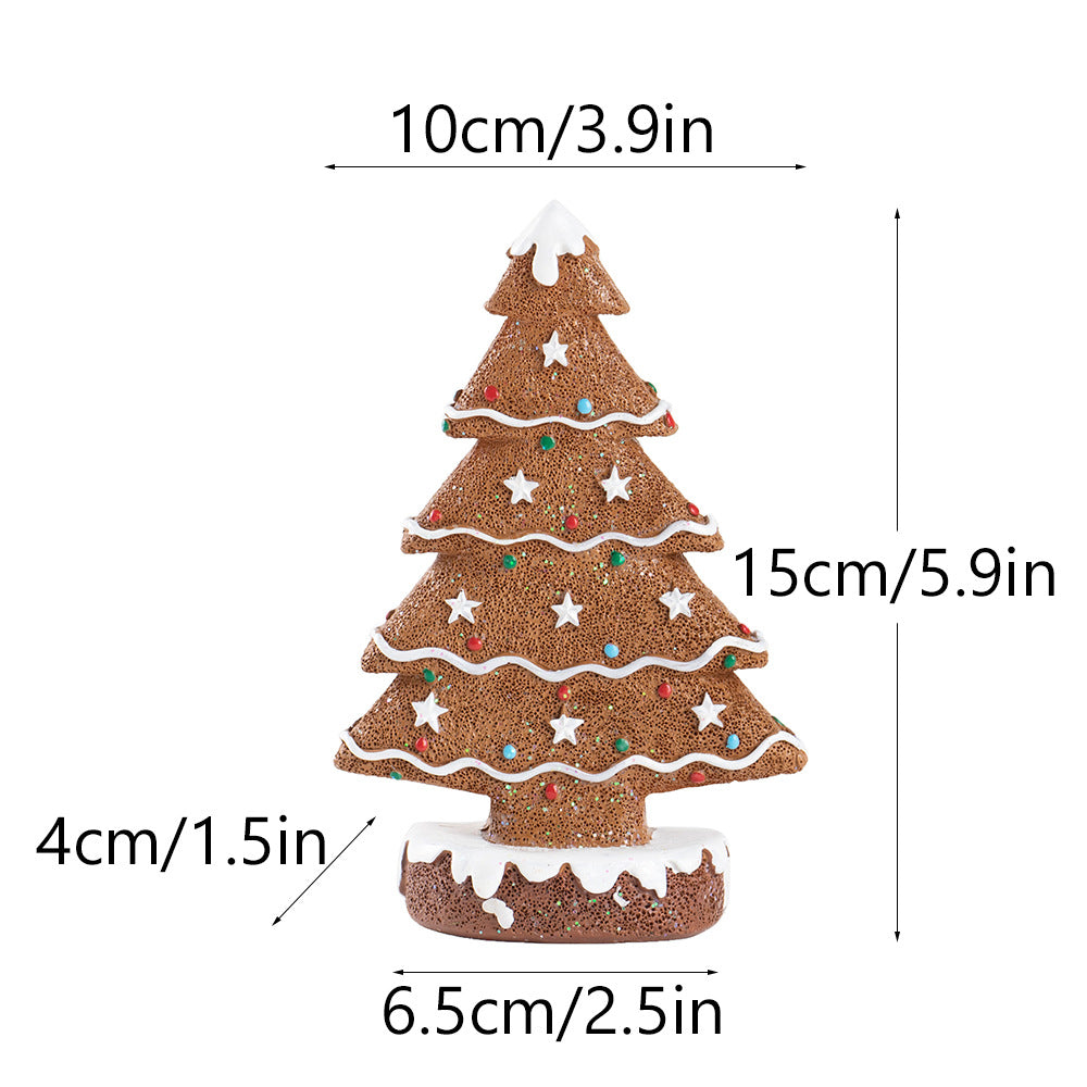 2 Pcs (1 Yellow + 1 Brown) Charming Gingerbread Christmas Tree Figurine - Festive Resin Holiday Table Decor Ornament Occasions > Christmas > Christmas Decorations Woofy and Whiskers
