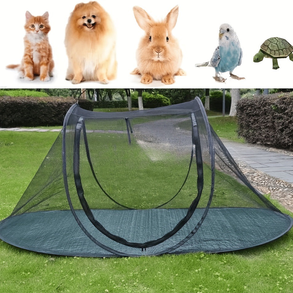 Black Portable Pop-Up Pet Tent - Lightweight Foldable Outdoor Enclosure for Dogs & Cats, Breathable Mesh Travel Kennel Pet Care > Dog Supplies > Dog Carriers & Crates Woofy and Whiskers
