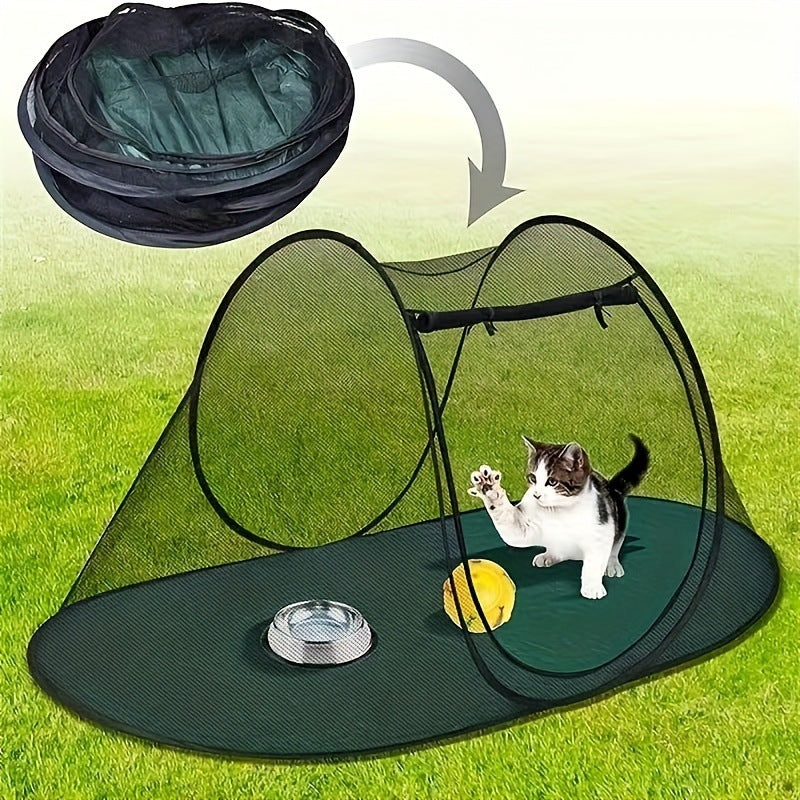 Black Portable Pop-Up Pet Tent - Lightweight Foldable Outdoor Enclosure for Dogs & Cats, Breathable Mesh Travel Kennel Pet Care > Dog Supplies > Dog Carriers & Crates Woofy and Whiskers