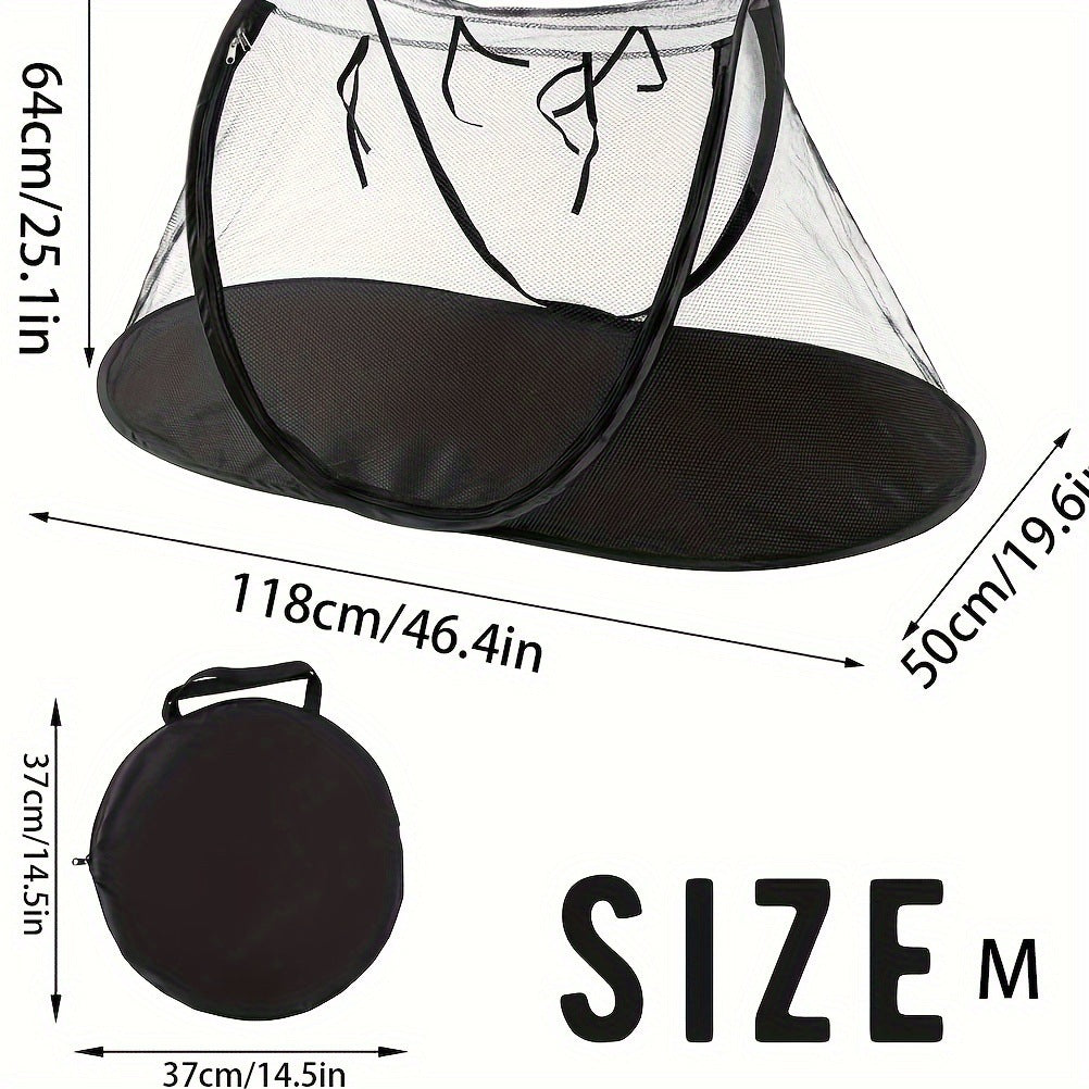Black Portable Pop-Up Pet Tent - Lightweight Foldable Outdoor Enclosure for Dogs & Cats, Breathable Mesh Travel Kennel Pet Care > Dog Supplies > Dog Carriers & Crates Woofy and Whiskers