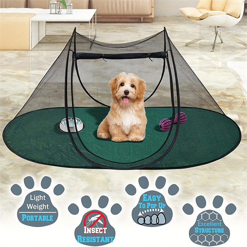 Black Portable Pop-Up Pet Tent - Lightweight Foldable Outdoor Enclosure for Dogs & Cats, Breathable Mesh Travel Kennel Pet Care > Dog Supplies > Dog Carriers & Crates Woofy and Whiskers