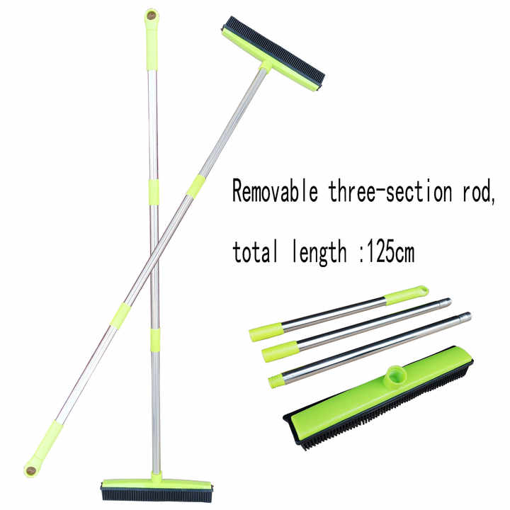 Pink and Silver Versatile Pet Hair Remover Rubber Broom & Squeegee - 125cm Adjustable Stainless Steel Handle for Carpets, Floors & Windows Pet Care > Cleaning & Maintenance > Pet Cleaning Supplies Generic