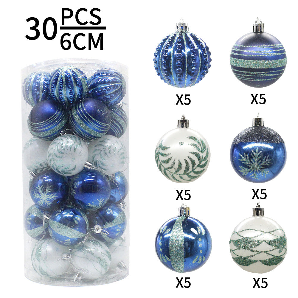 Blue 30-Piece 6cm Electroplated Christmas Baubles - Hand-Painted Tree Ornaments Occasions > Christmas > Christmas Decorations Woofy and Whiskers