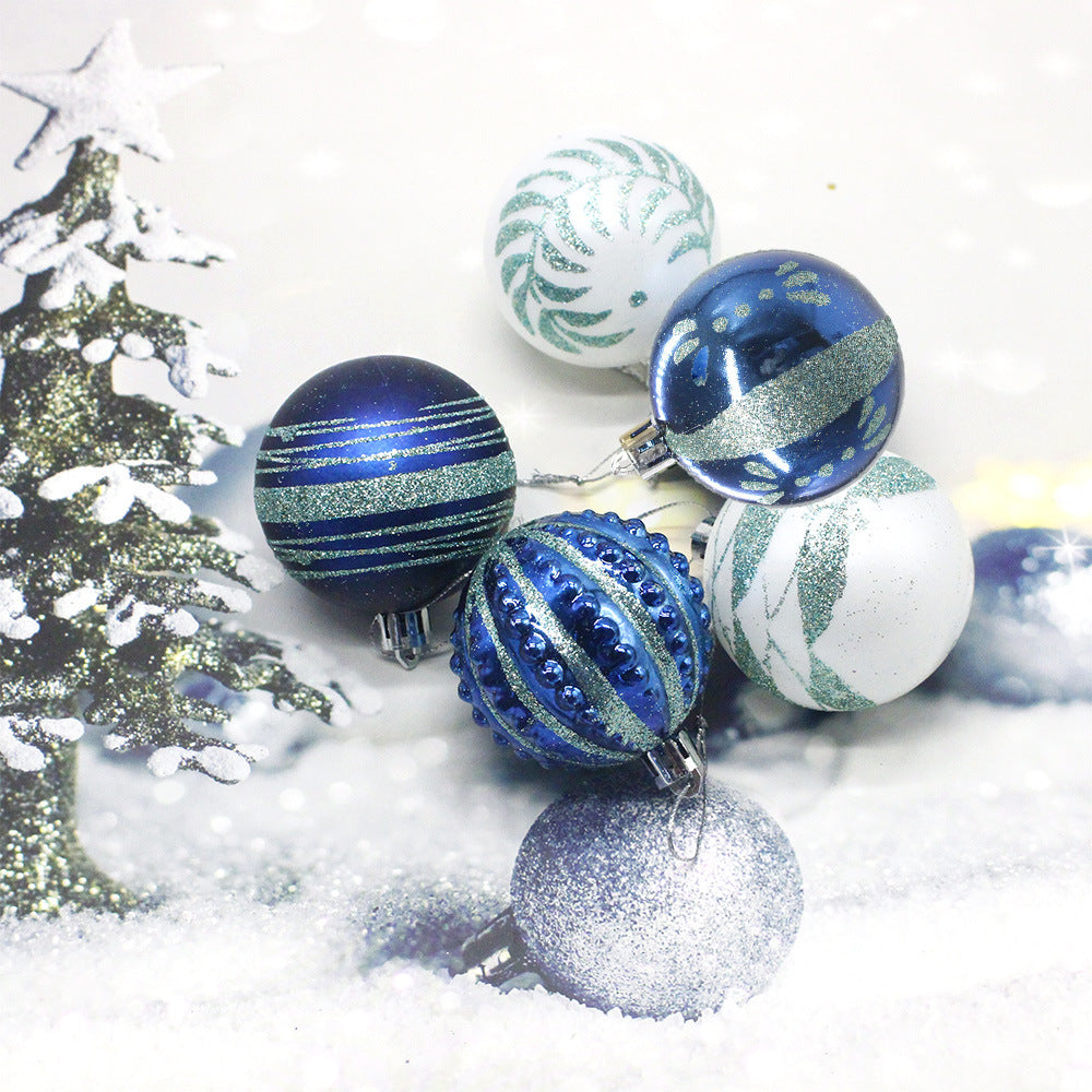 Blue 30-Piece 6cm Electroplated Christmas Baubles - Hand-Painted Tree Ornaments Occasions > Christmas > Christmas Decorations Woofy and Whiskers