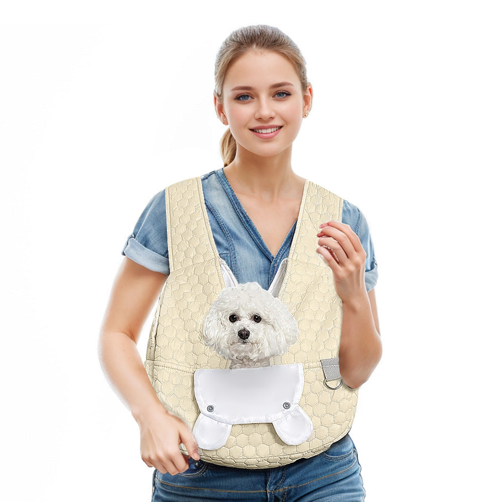 Khaki Hands-Free Quilted Pet Carrier Sling - Soft & Comfortable Front Pack for Small Dogs and Cats Pet Care > Dog Supplies > Dog Kennels Woofy and Whiskers