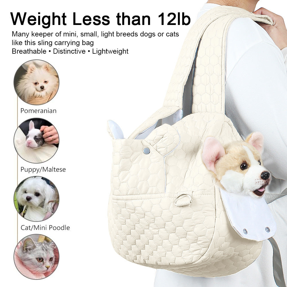 Khaki Hands-Free Quilted Pet Carrier Sling - Soft & Comfortable Front Pack for Small Dogs and Cats Pet Care > Dog Supplies > Dog Kennels Woofy and Whiskers