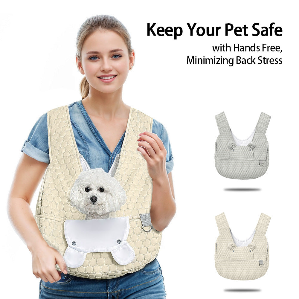 Grey Hands-Free Quilted Pet Carrier Sling - Soft & Comfortable Front Pack for Small Dogs and Cats Pet Care > Dog Supplies > Dog Kennels Woofy and Whiskers
