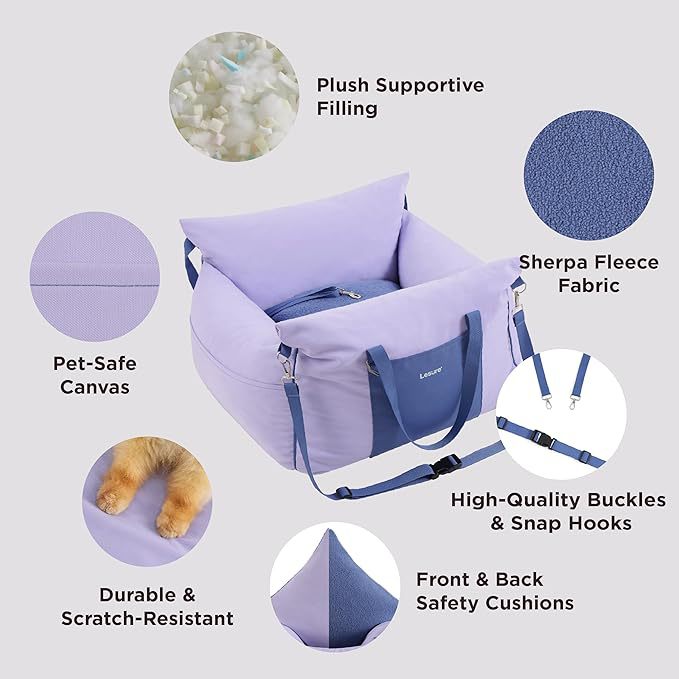 2-in-1 Pet Car Booster Seat & Travel Bed - Removable, Non-Slip, for Small Dogs & Cats(Grey) Pet Care > Dog Supplies > Dog Kennels Woofy and Whiskers