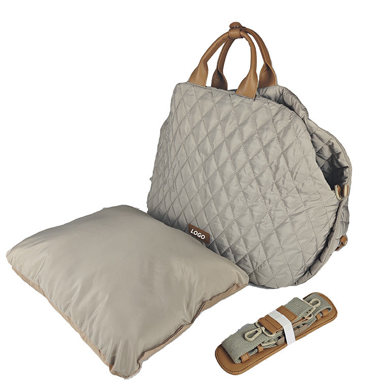 Luxury Quilted 2-in-1 Pet Travel Carrier & Car Booster Seat for Small Dogs(beige) Pet Care > Dog Supplies > Dog Kennels Woofy and Whiskers
