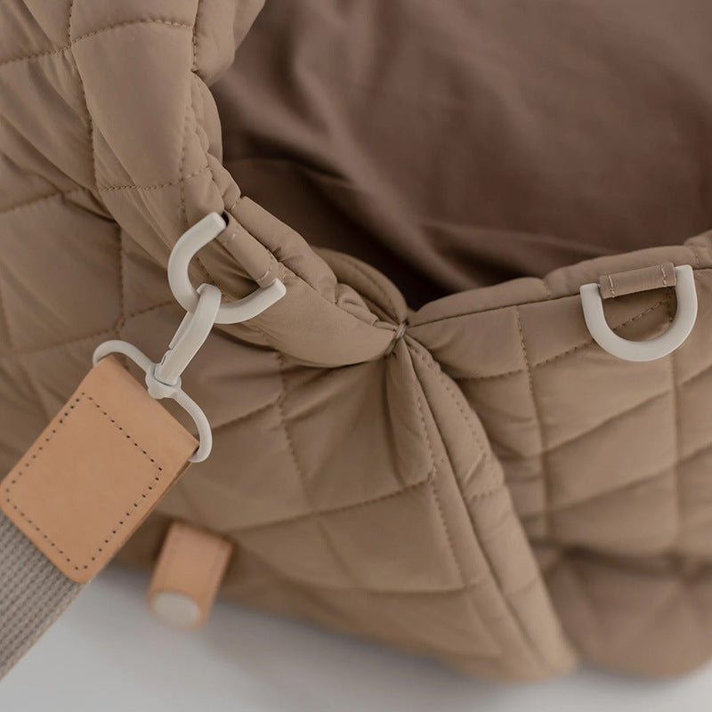 Luxury Quilted 2-in-1 Pet Travel Carrier & Car Booster Seat for Small Dogs(beige) Pet Care > Dog Supplies > Dog Kennels Woofy and Whiskers
