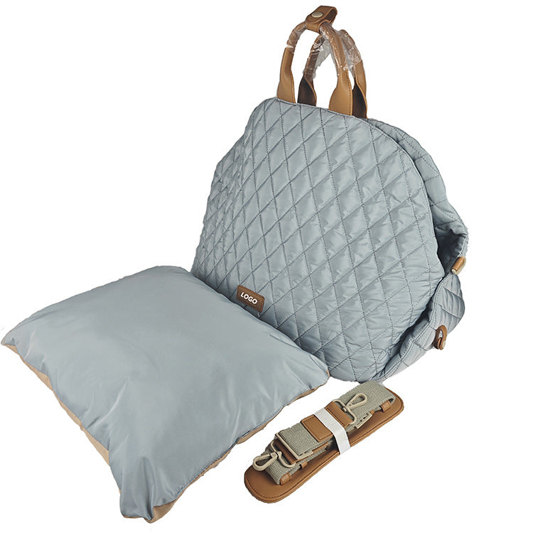 Luxury Quilted 2-in-1 Pet Travel Carrier & Car Booster Seat for Small Dogs(Blue-gray) Pet Care > Dog Supplies > Dog Kennels Woofy and Whiskers