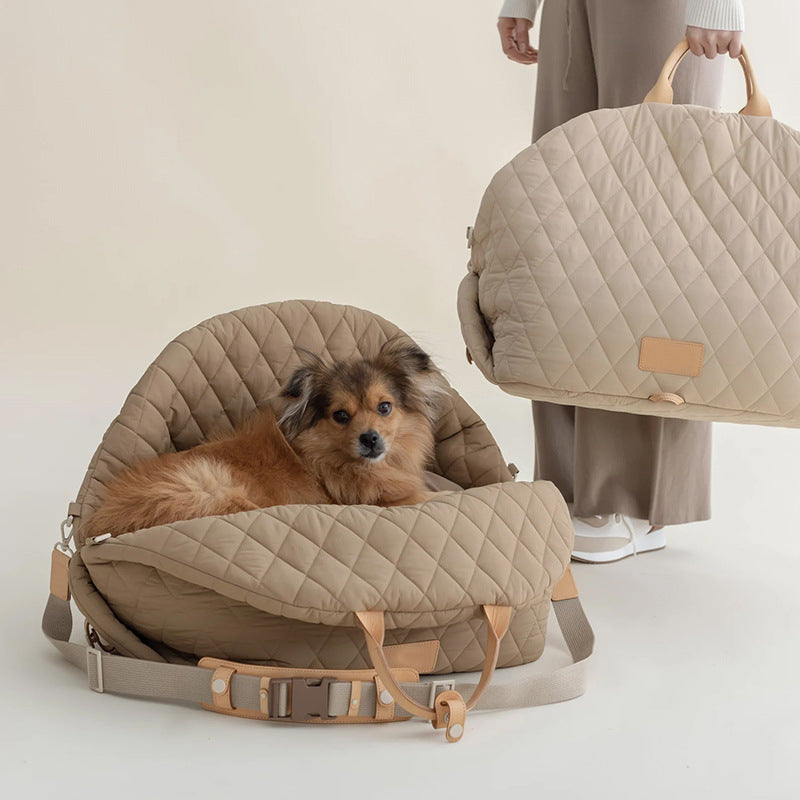 Luxury Quilted 2-in-1 Pet Travel Carrier & Car Booster Seat for Small Dogs(Black) Pet Care > Dog Supplies > Dog Kennels Woofy and Whiskers