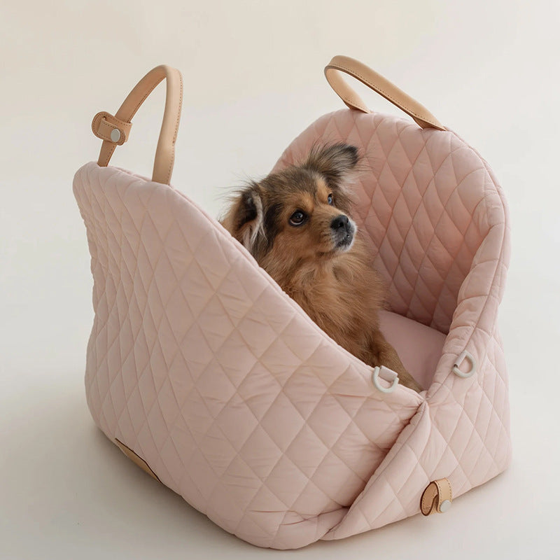 Luxury Quilted 2-in-1 Pet Travel Carrier & Car Booster Seat for Small Dogs(Black) Pet Care > Dog Supplies > Dog Kennels Woofy and Whiskers