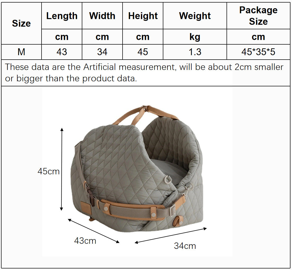 Luxury Quilted 2-in-1 Pet Travel Carrier & Car Booster Seat for Small Dogs(Black) Pet Care > Dog Supplies > Dog Kennels Woofy and Whiskers