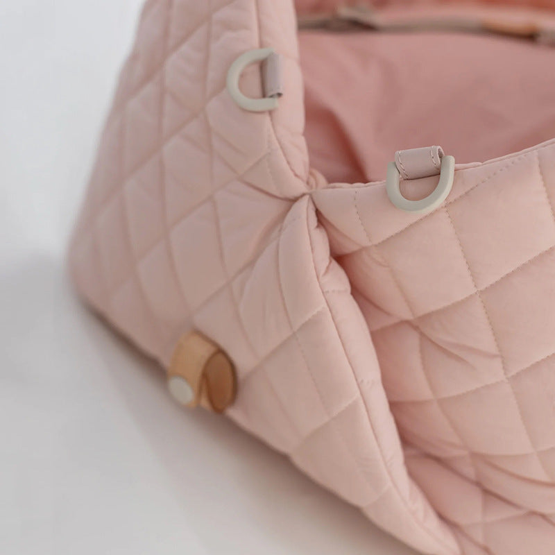 Luxury Quilted 2-in-1 Pet Travel Carrier & Car Booster Seat for Small Dogs(Pink) Pet Care > Dog Supplies > Dog Kennels Woofy and Whiskers