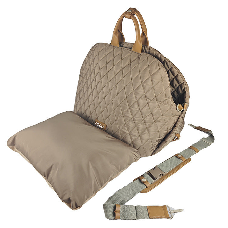 Luxury Quilted 2-in-1 Pet Travel Carrier & Car Booster Seat for Small Dogs(Camel) Pet Care > Dog Supplies > Dog Kennels Woofy and Whiskers