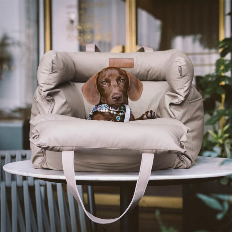 Grey Premium Plush Pet Booster Car Seat - Portable Dog Travel Bed with Non-Slip Base Pet Care > Dog Supplies > Dog Kennels Woofy and Whiskers
