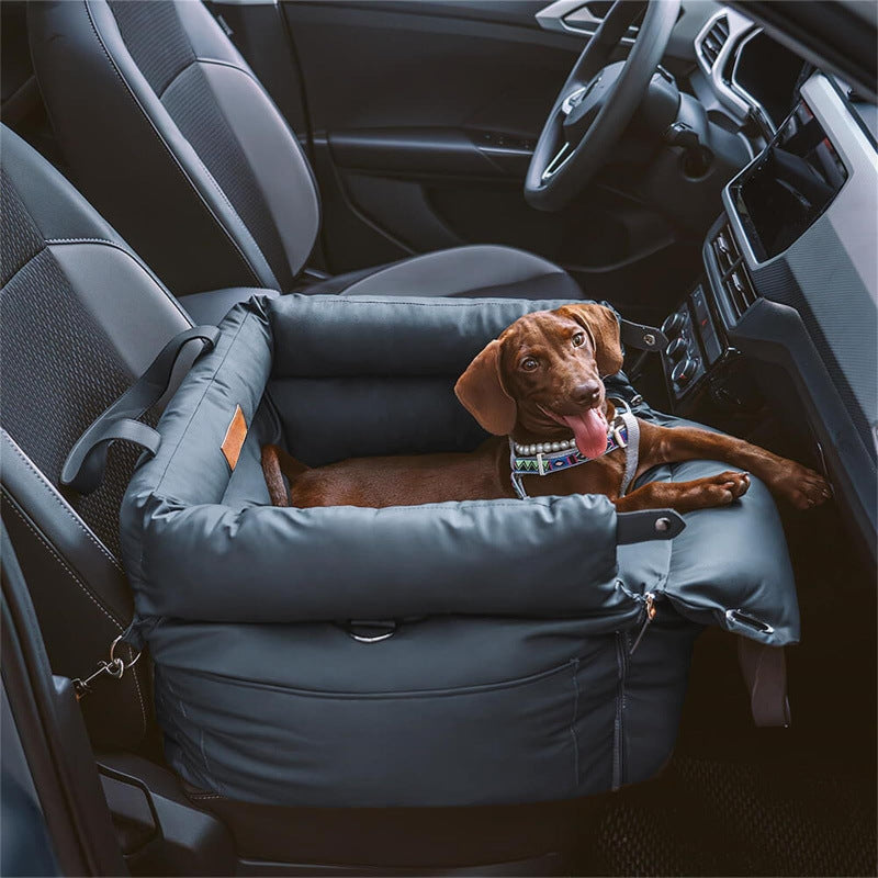 Dark Blue Premium Plush Pet Booster Car Seat - Portable Dog Travel Bed with Non-Slip Base Pet Care > Dog Supplies > Dog Kennels Woofy and Whiskers