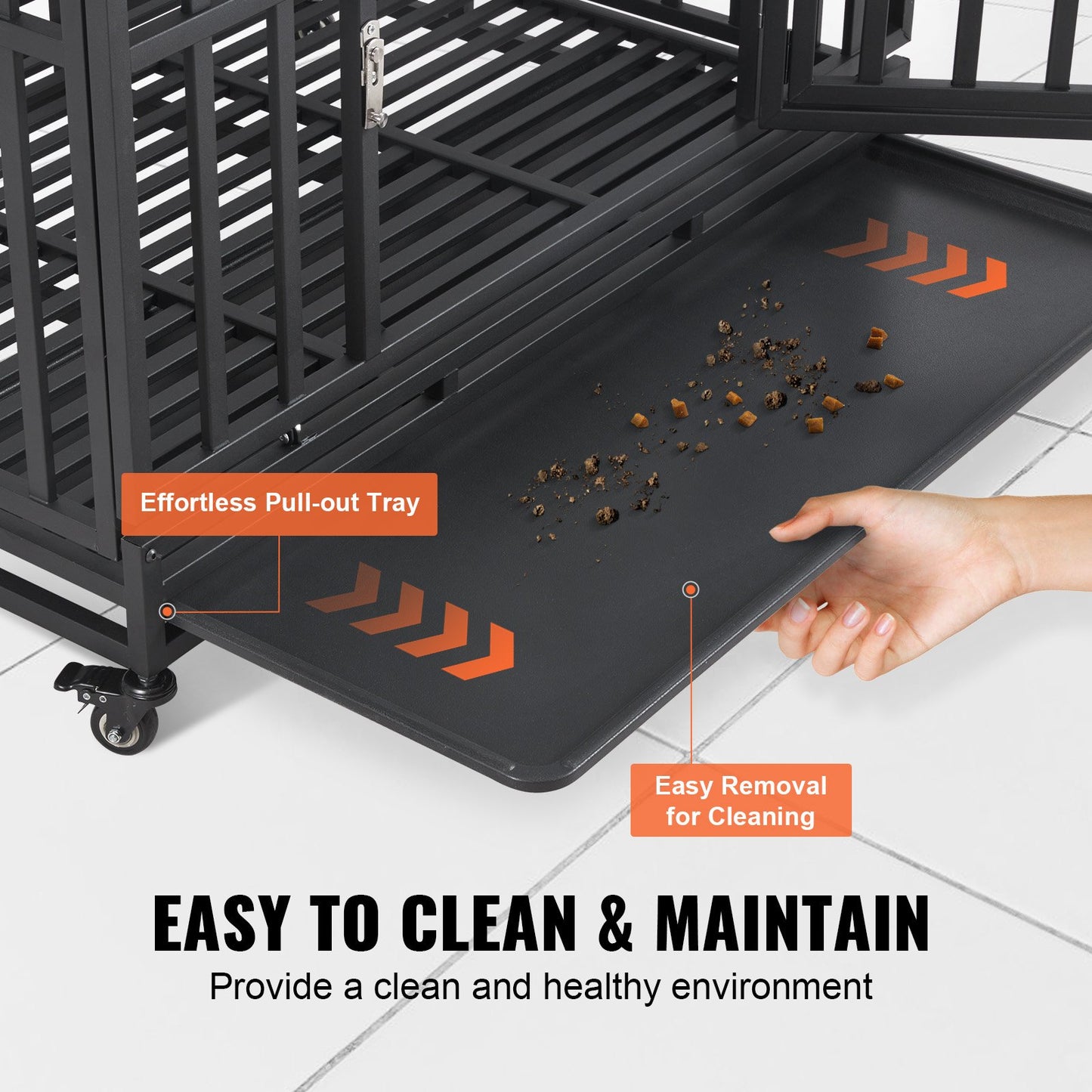 Heavy Duty Dog Crate 38 in Metal Dog Kennel with Wheels and Removable Tray Pet Care > Dog Supplies > Dog Kennels Woofy and Whiskers